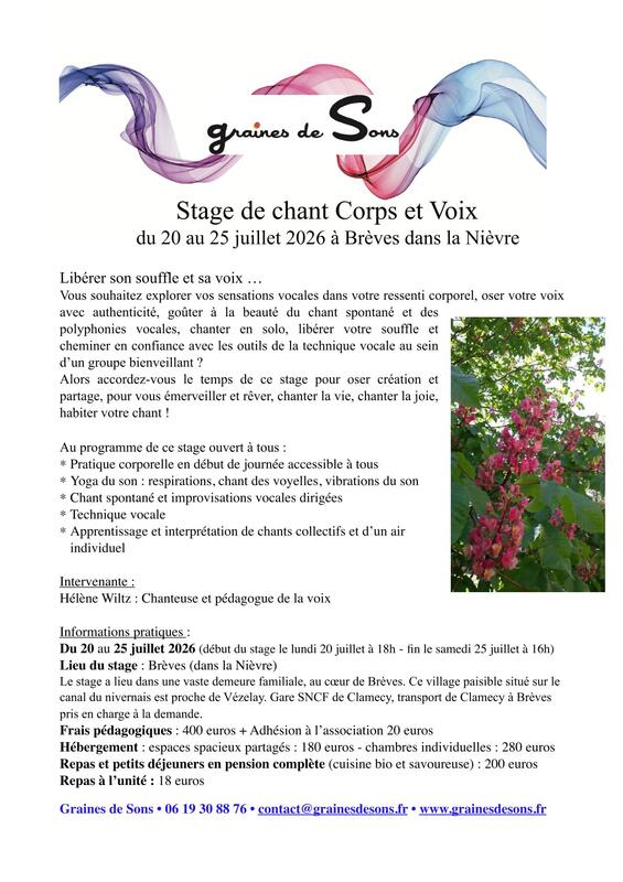 Stage de chant Corps et Voix