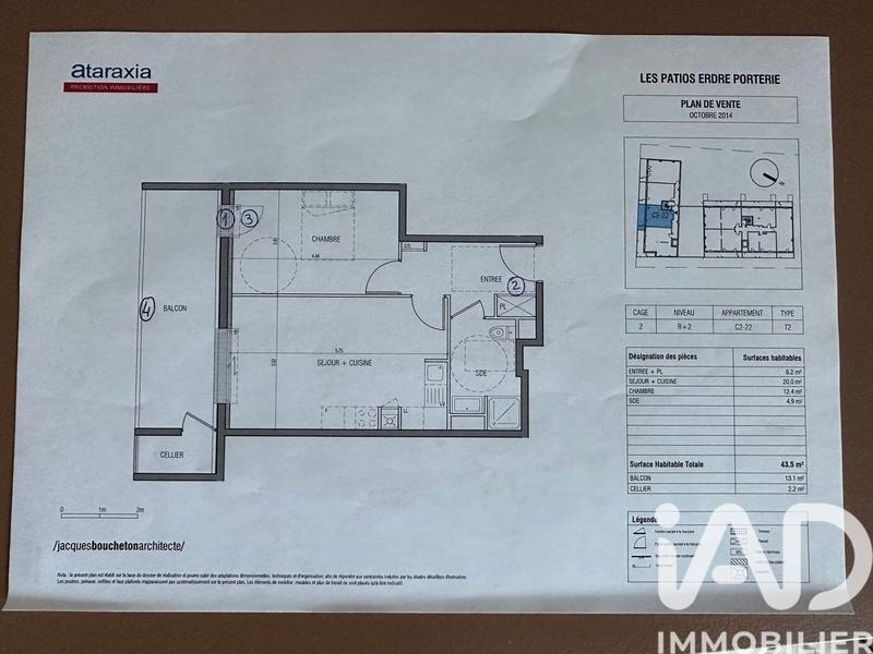 Appartement - 44 m² - 2 pièces