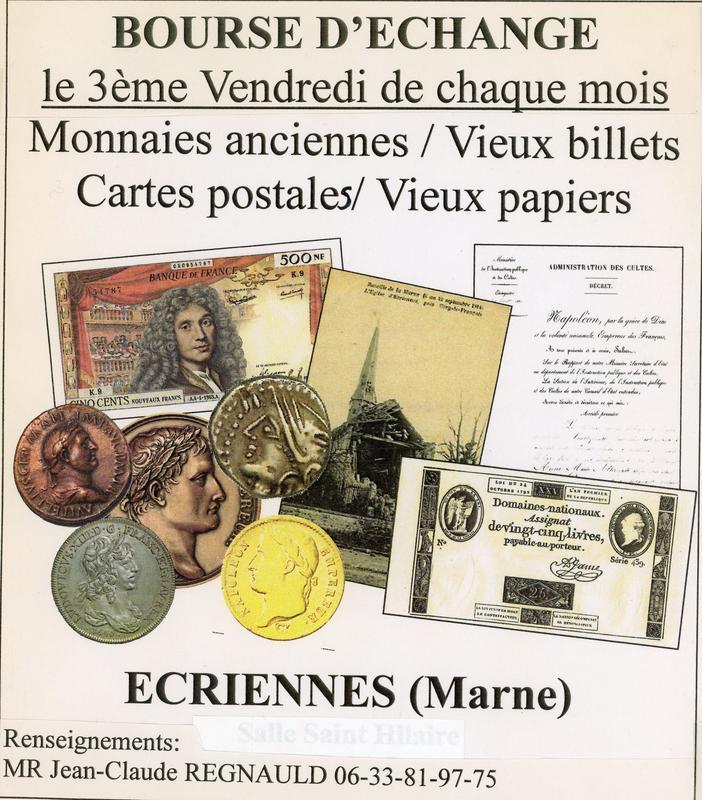 Bourse d'echange monnaies anciennes - vieux billets - cartes postales - vieux papiers