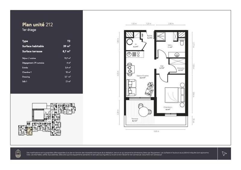 Appartement - 39 m² - 2 pièces