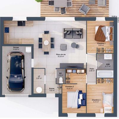 Maison - 77 m² - 5 pièces