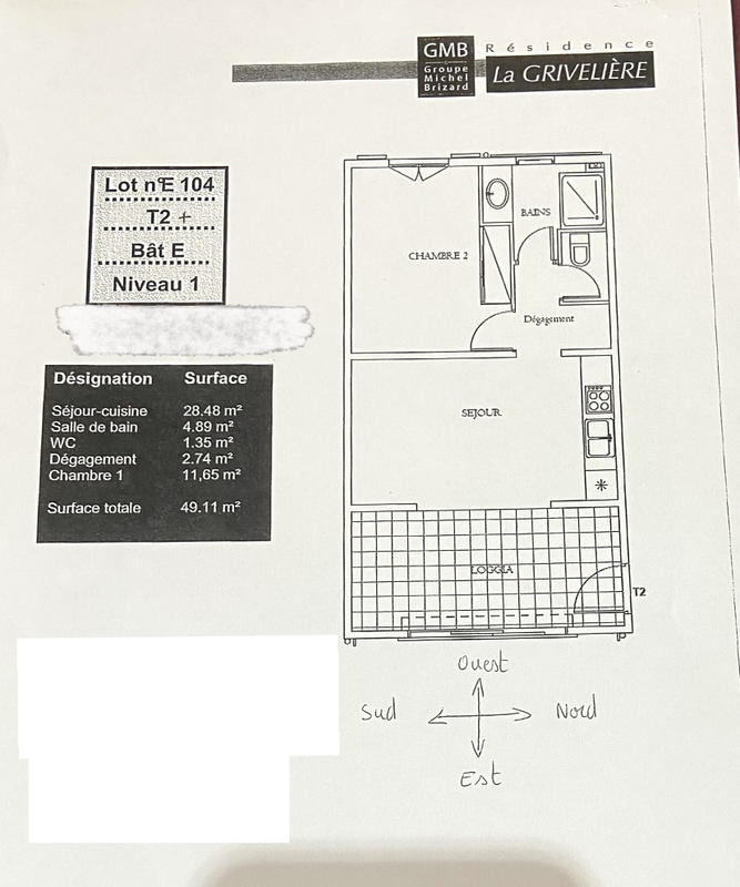 Appartement - 49 m² - 2 pièces