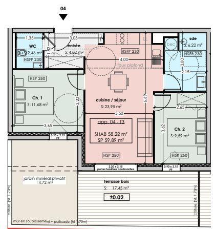 Appartement - 60 m² - 3 pièces