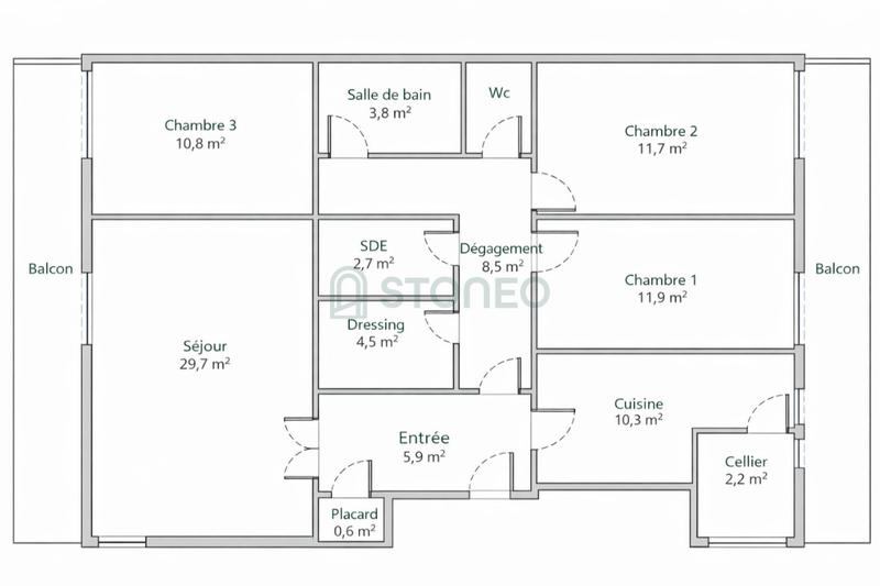 Appartement ancien - 104 m² - 5 pièces