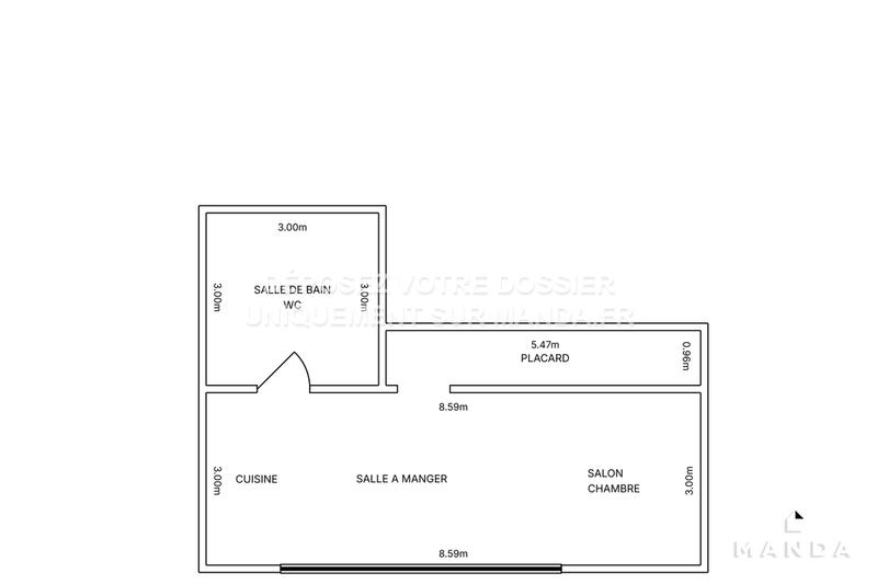 Studio - 18 m² - 1 pièce