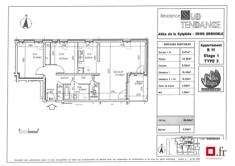 Appartement - 68 m² - 3 pièces