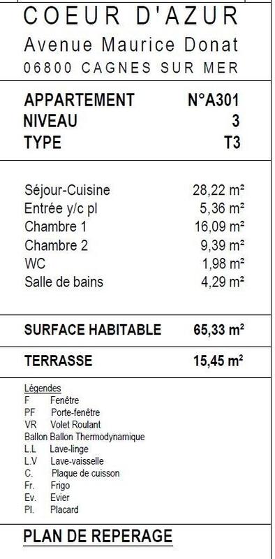 Appartement - 65 m² - 3 pièces