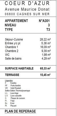 Appartement - 65 m² - 3 pièces