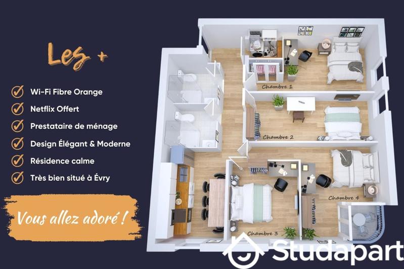 Chambre - 10 m² - 1 pièce