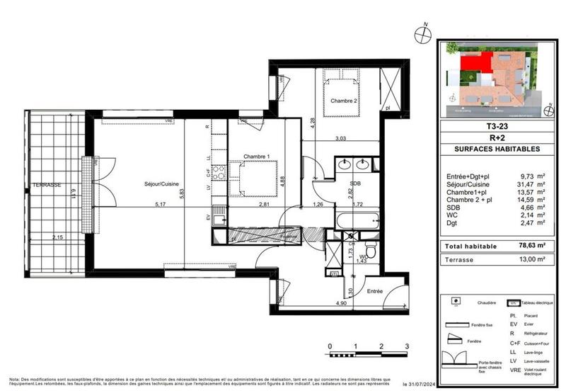 Appartement - 78 m² - 3 pièces