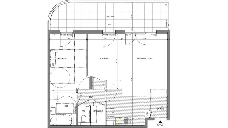 Appartement - 60 m² - 3 pièces