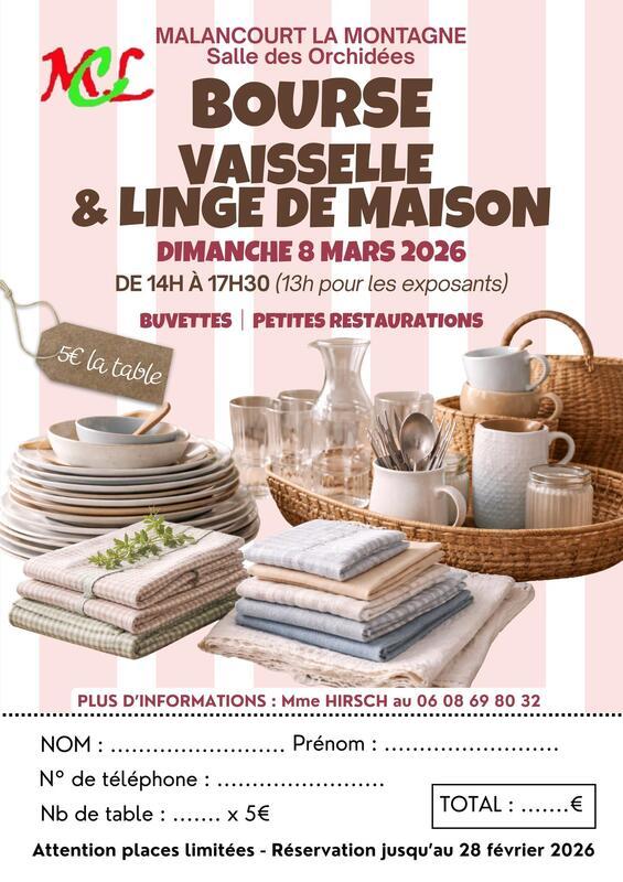Bourse vaisselle et linge de maison