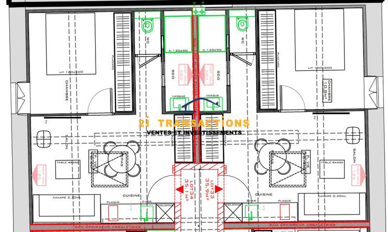 Appartement - 36 m² - 2 pièces