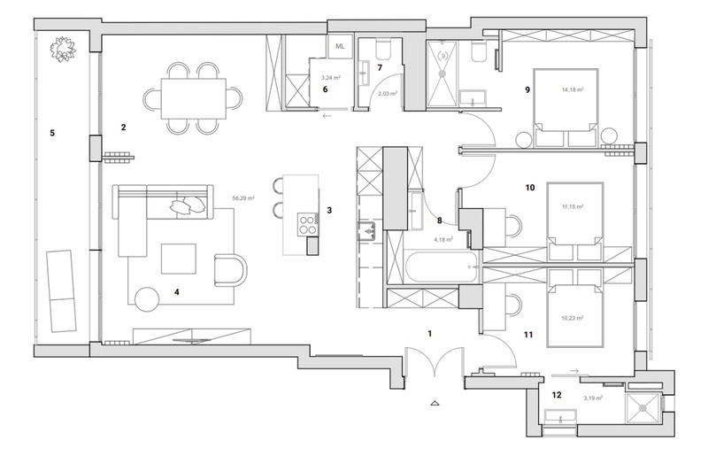 Appartement - 105 m² - 4 pièces