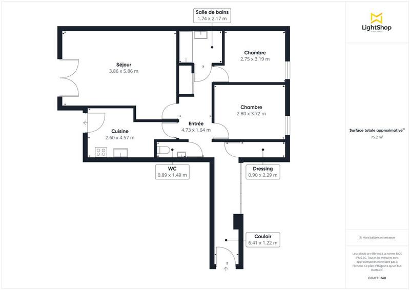 Appartement - 77 m² - 3 pièces
