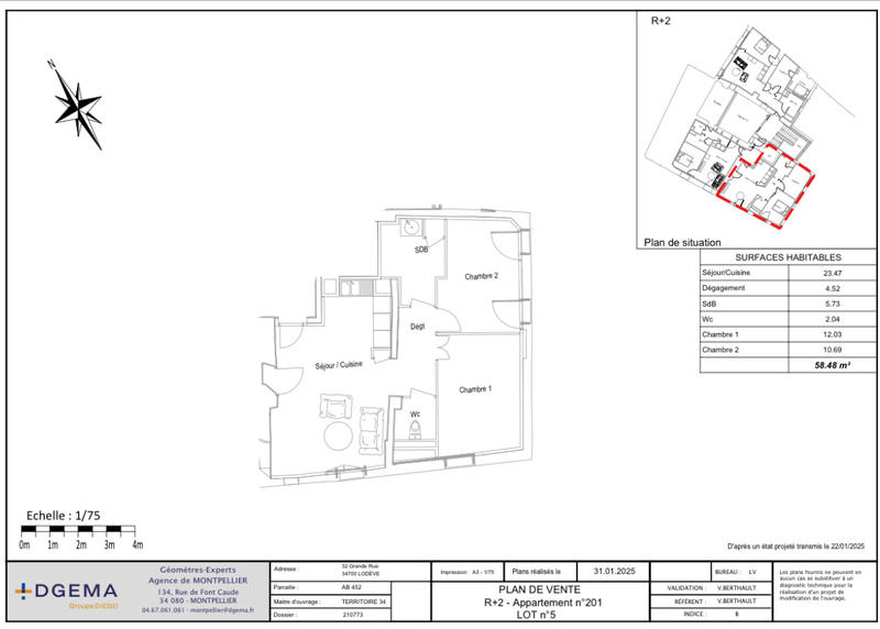 Appartement - 58 m² - 3 pièces