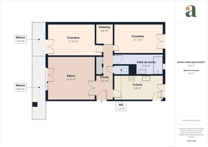 Appartement - 65 m² - 3 pièces