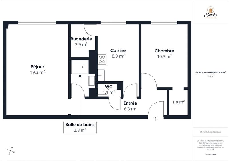 Appartement - 54 m² - 2 pièces