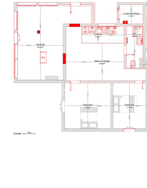 Maison - 85 m² - 3 pièces