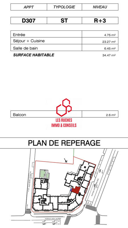 Appartement - 34 m² - 1 pièce