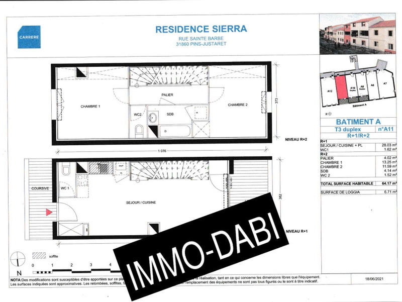 Appartement - 64 m² - 3 pièces