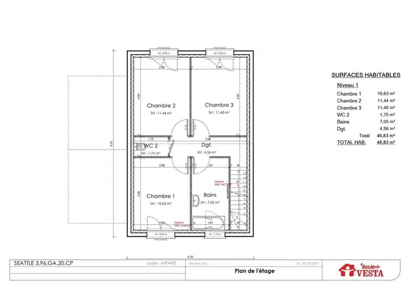 Maison - 96 m² - 5 pièces