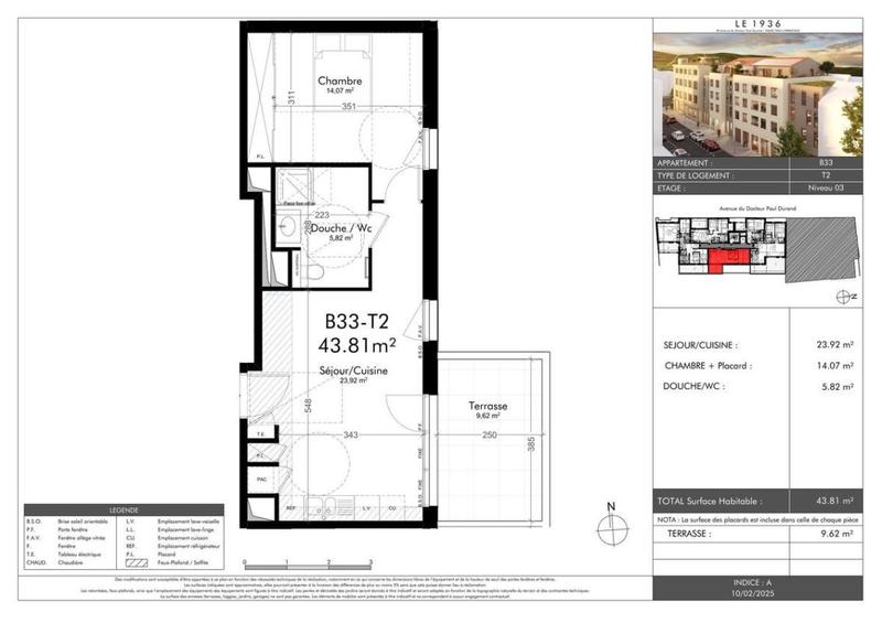 Appartement - 43 m² - 2 pièces