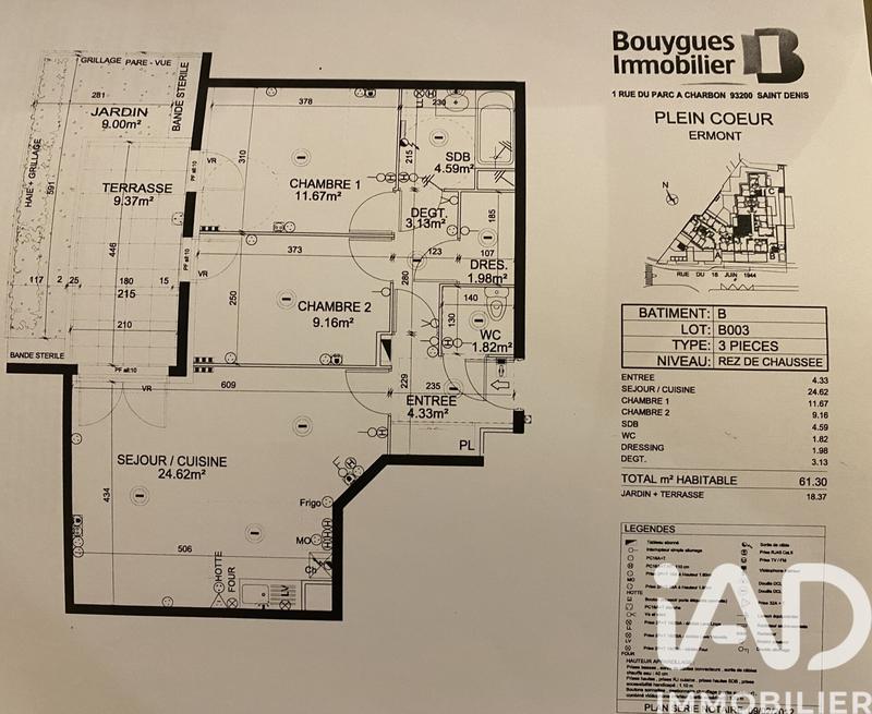 Appartement - 61 m² - 3 pièces