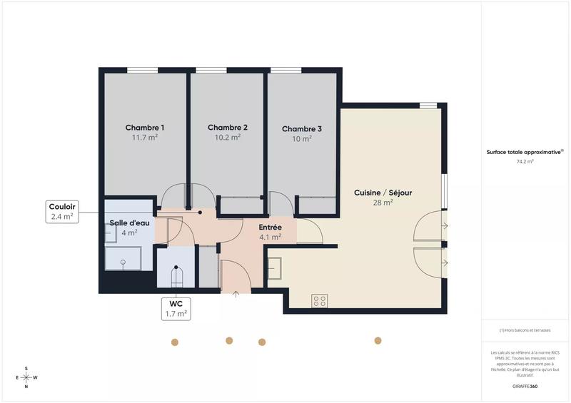 Appartement - 75 m² - 4 pièces