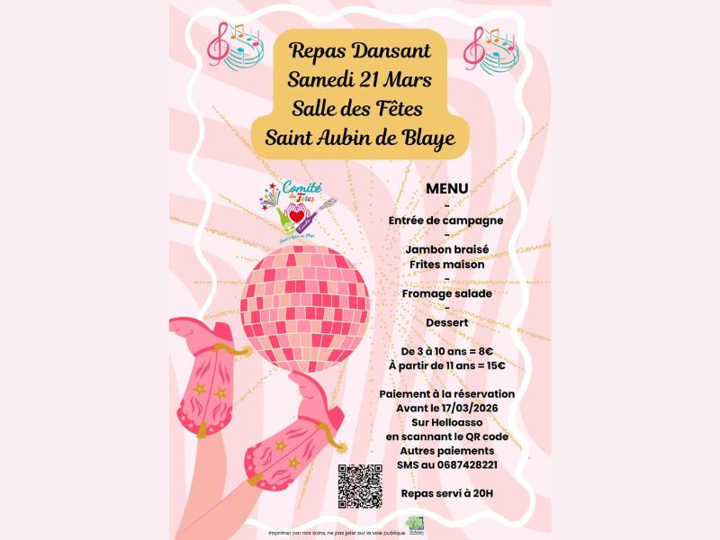 Repas dansant à St Aubin de Blaye