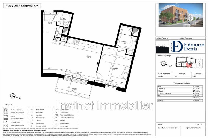 Appartement - 45 m² - 2 pièces