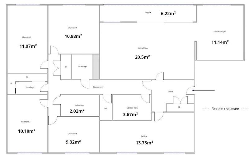 Appartement - 113 m² - 6 pièces