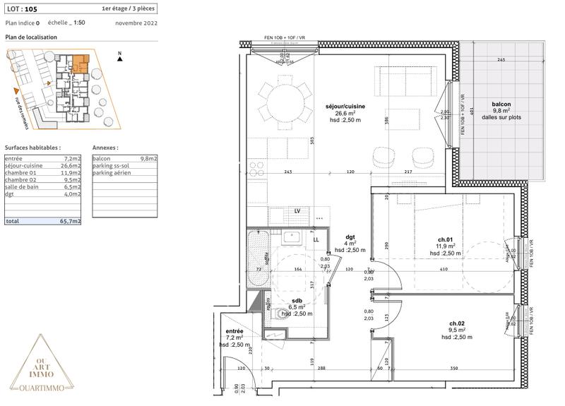 Appartement - 68 m² - 3 pièces