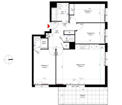 Appartement - 81 m² - 4 pièces