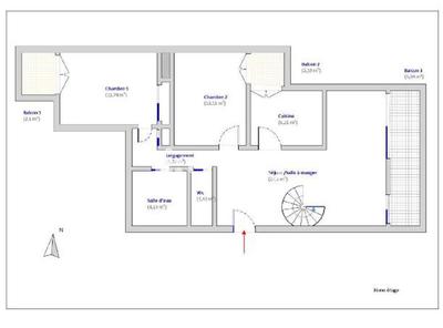 Appartement - 82 m² - 3 pièces