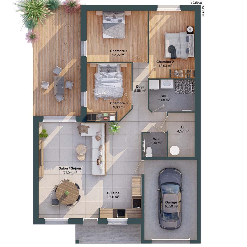 Maison - 91 m² - 5 pièces