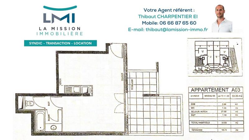 Appartement - 32 m² - 1 pièce