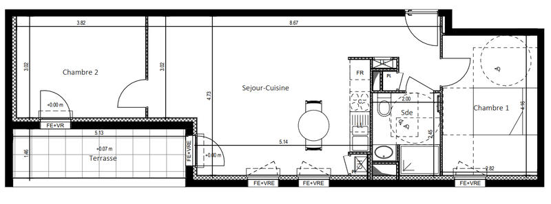 Appartement - 60 m² - 3 pièces