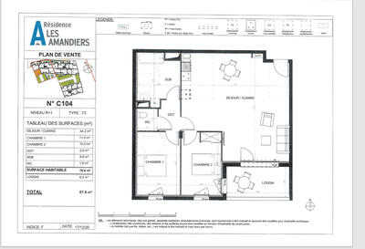 Appartement - 79 m² - 3 pièces
