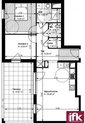 Appartement - 65 m² - 3 pièces