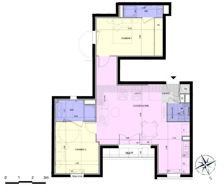 Appartement - 70 m² - 3 pièces