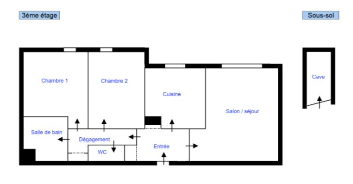 Appartement - 62 m² - 3 pièces