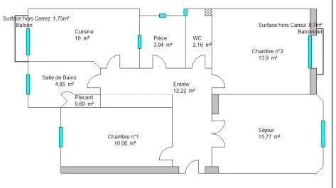 Appartement - 73 m² - 3 pièces