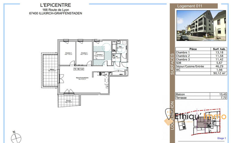 Appartement - 90 m² - 4 pièces