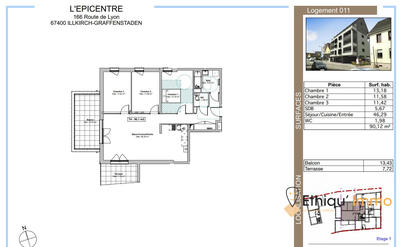 Appartement - 90 m² - 4 pièces