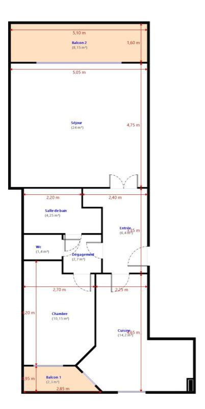 Appartement - 63 m² - 2 pièces