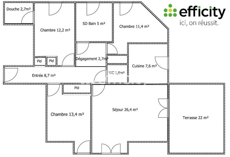 Appartement - 92 m² - 4 pièces