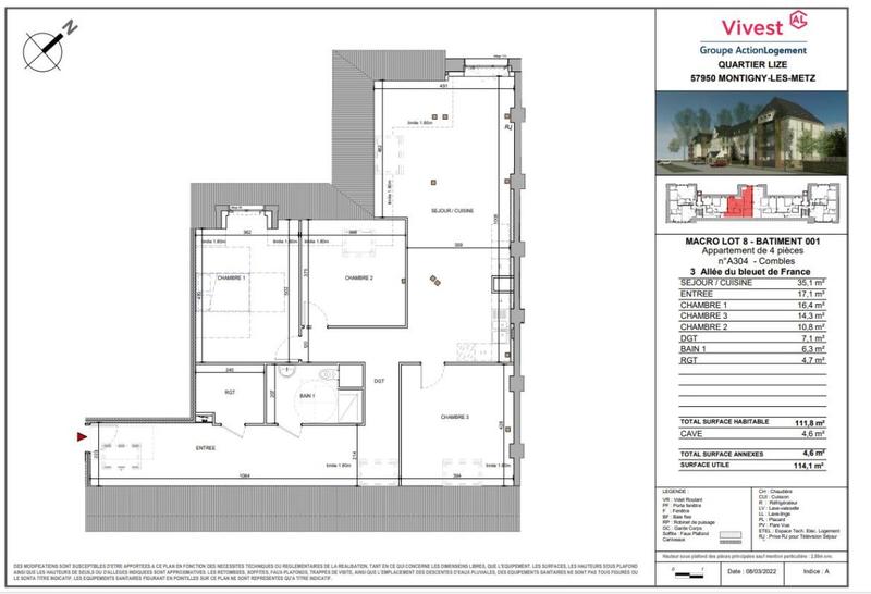 Appartement - 111 m² - 4 pièces