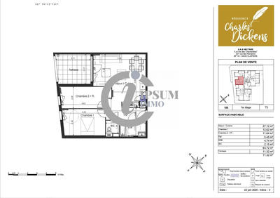 Appartement - 64 m² - 3 pièces
