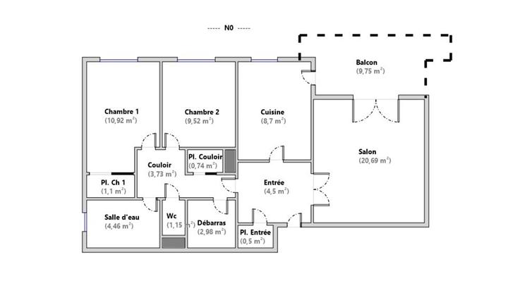 Appartement - 70 m² - 3 pièces